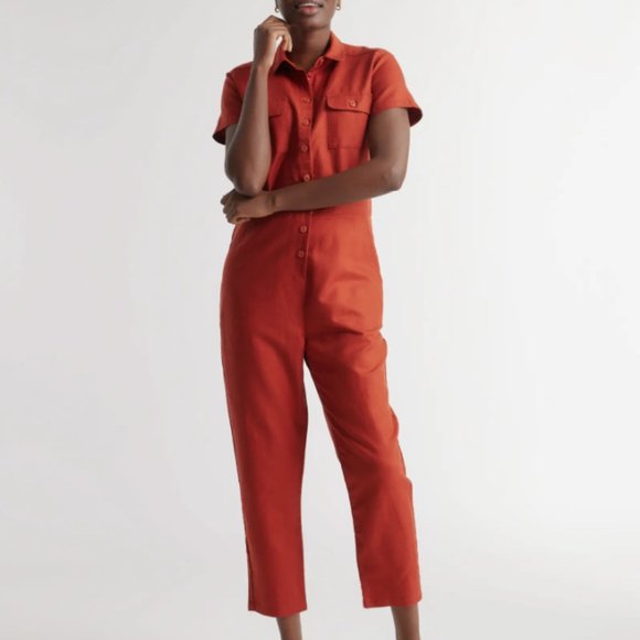 Quince Pants & Jumpsuits Nwt Quince Cotton Linen Twill Short Sleeve